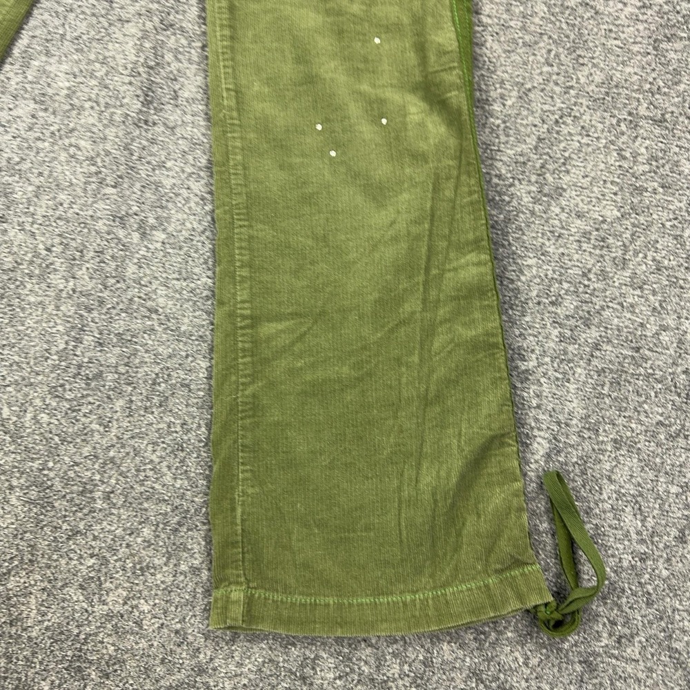 Miss Me Pants Womens L Green Corduroy Y2K Floral Embroidered Rhinestone Belted - Picture 4 of 16